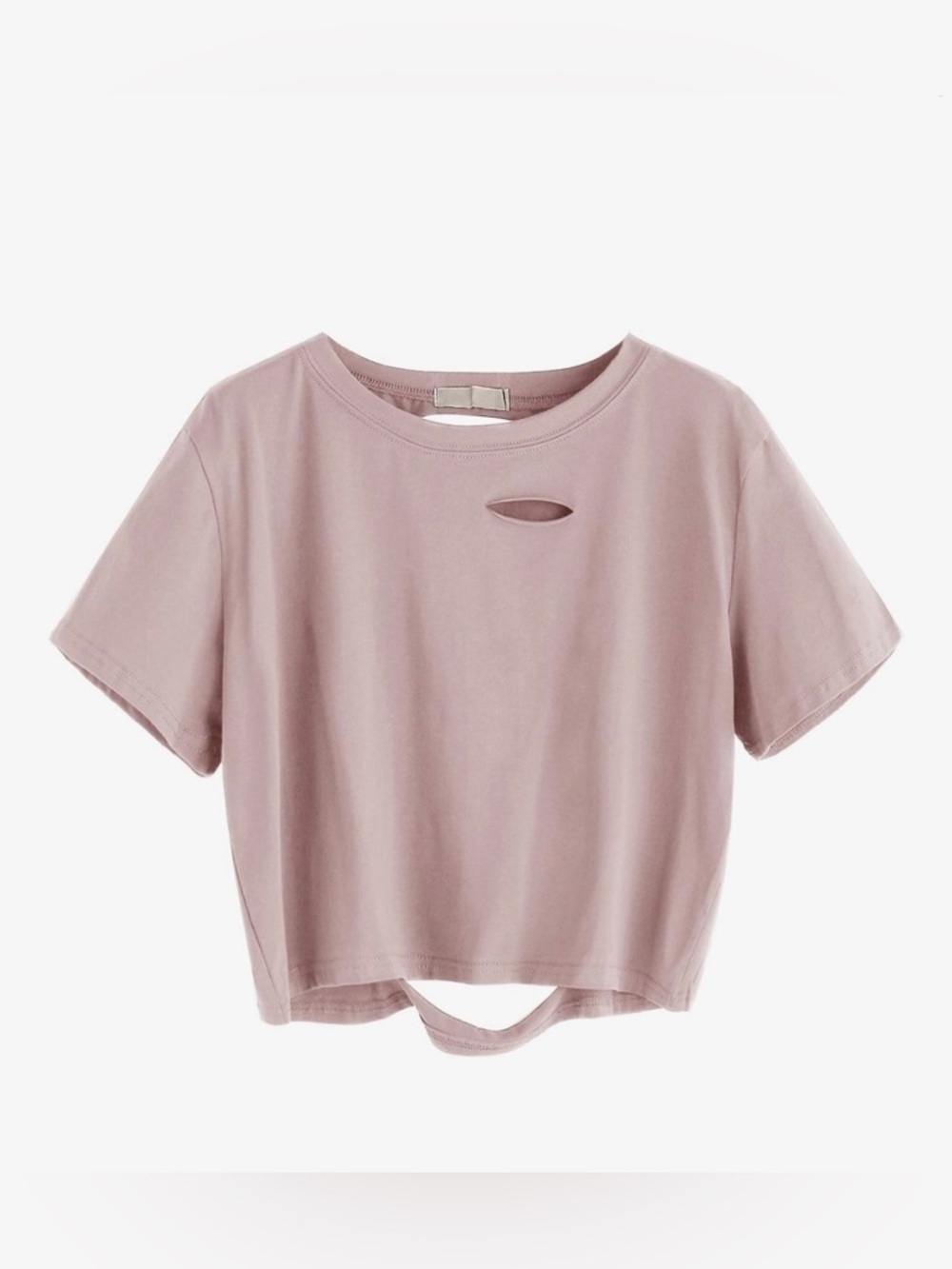 Pink Distressed Short Sleeve Crop Top Size S